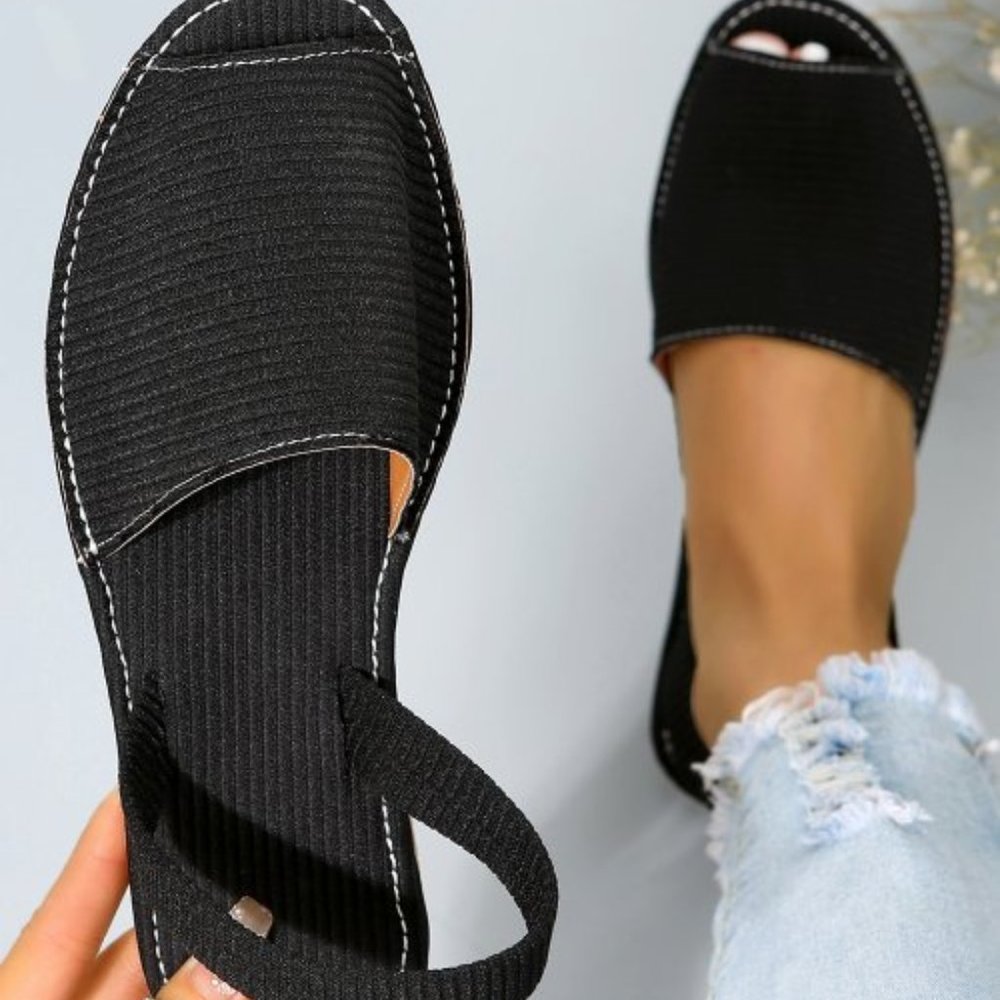 Black Peep-Toe Slingback Sandal